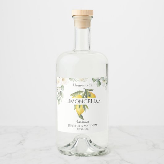 Lemon Limoncello Thank You Wedding Favor  Likeurfles Etiket (Voorkant)