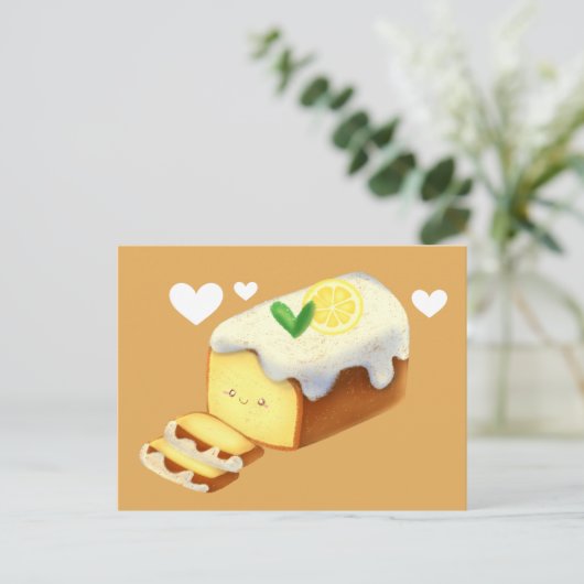 Lemon Loaf Cake Bread With Icing Briefkaart (Staand voorkant)