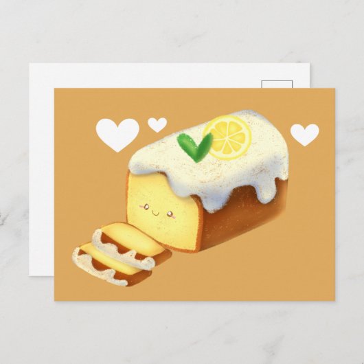 Lemon Loaf Cake Bread With Icing Briefkaart (Voorkant / Achterkant)