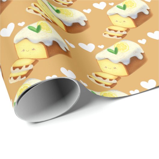 Lemon Loaf Cake Bread With Icing Cadeaupapier (Rol Hoek)