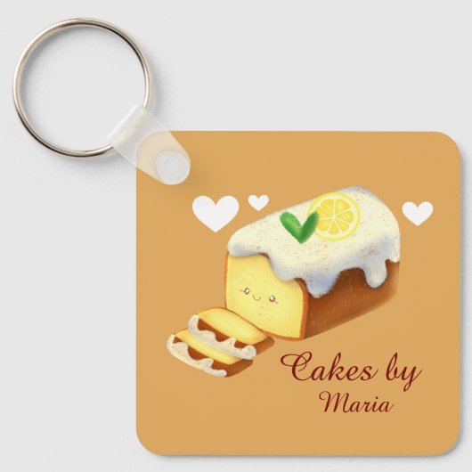 Lemon Loaf Cake Bread With Icing Sleutelhanger (Voorkant)