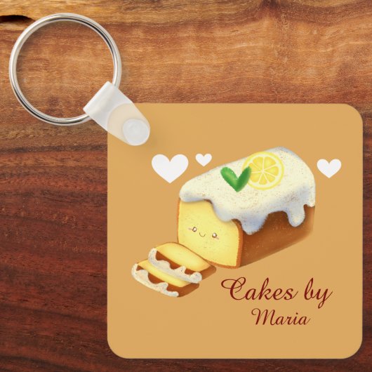 Lemon Loaf Cake Bread With Icing Sleutelhanger (Voorkant)