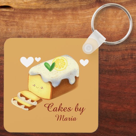 Lemon Loaf Cake Bread With Icing Sleutelhanger (Achterkant)