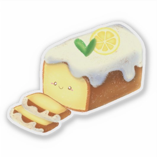 Lemon Loaf Cake Bread With Icing Sticker (Voorkant)