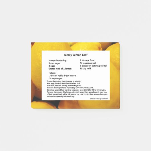 Lemon Loaf Recipe Post-it Notes (Voorkant)