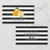 Lemon Logo Black White Stripes Social Media Piccon Visitekaartje (Voorkant / Achterkant)