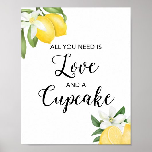 Lemon Love & a Cupcake Vrijgezellenfeest Sign Poster (Voorkant)