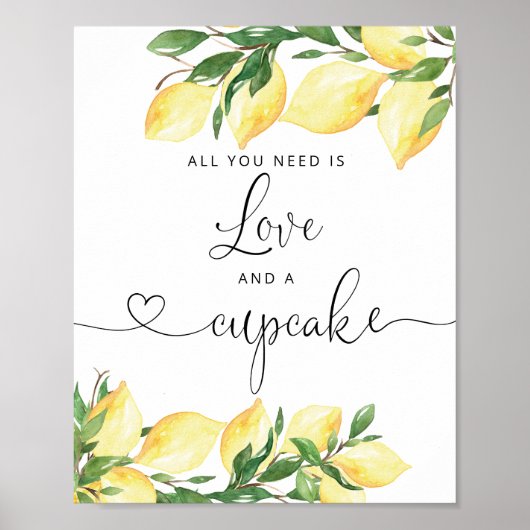 Lemon Love en Cupcake Bruidsfeest Sign Poster (Voorkant)