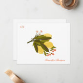Lemon Love Monogram Name Hand Painted Blossom Notitiekaartje (Voorkant / Achterkant in situ)
