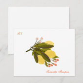 Lemon Love Monogram Name Hand Painted Blossom Notitiekaartje (Voorkant / Achterkant)
