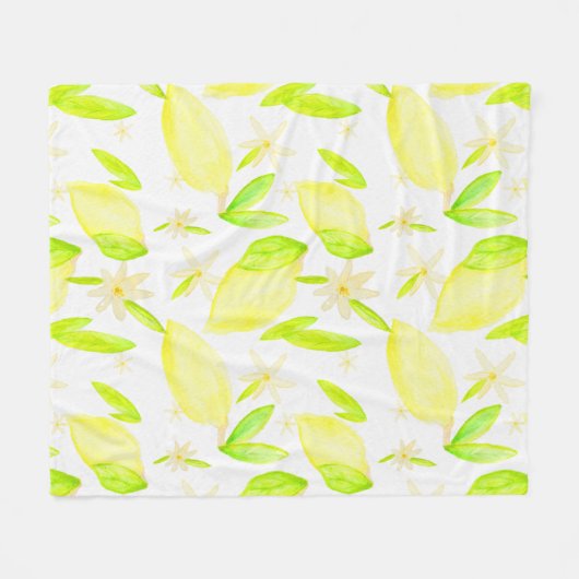 Lemon Lovely Botanical Medium Sized Fleece Blanket (Voorkant (Horizontaal))