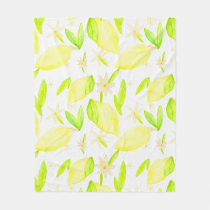 Lemon Lovely Botanical Medium Sized Fleece Blanket Deken