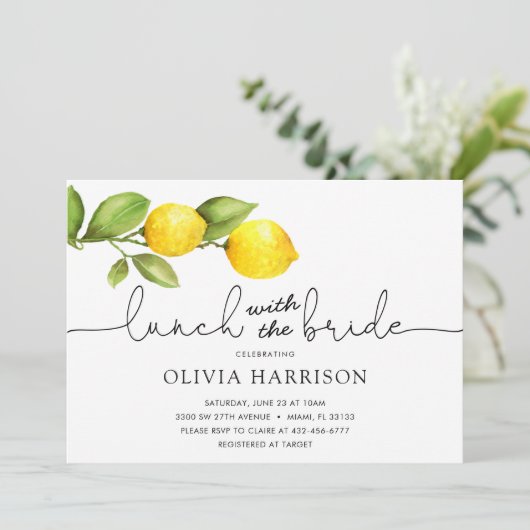 Lemon Lunch met de uitnodiging van de Bride Shower (Staand voorkant)