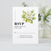 Lemon & Magnolia Bloemen Citrus Huwelijk RSVP Kaartje (Staand voorkant)