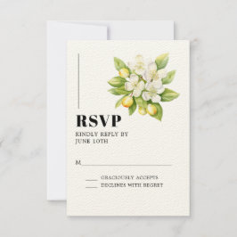 Lemon & Magnolia Bloemen Citrus Huwelijk RSVP Kaartje