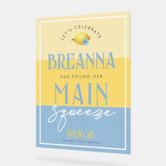 Lemon Main Squeeze 3 Shade Acrylic Welcome Sign Acryl Bord (Hoek)