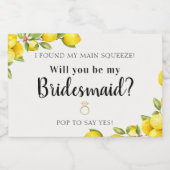 Lemon Main Squeeze Bridal Party Voorstel Sparkling Wijnetiket (Enkel label)