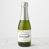 Lemon Main Squeeze Bridal Party Voorstel Sparkling Wijnetiket (Voorkant)