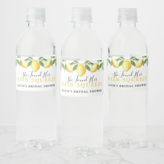 Lemon Main Squeeze Bridal Shower Wedding Favor Waterfles Etiket (Flessen)
