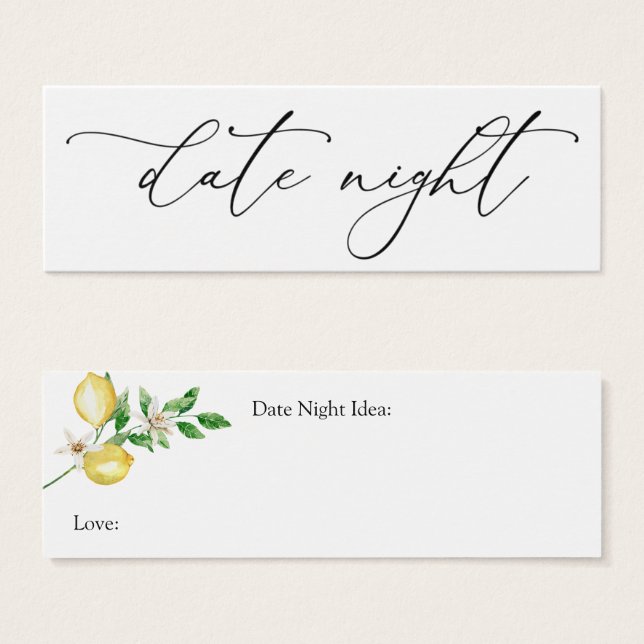 Lemon Main Squeeze Date Night Idee Card Mini Visitekaartjes (Voorkant /achterkant)