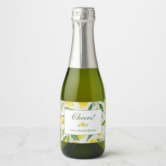 Lemon Main Squeeze Mini Champagne flesje Label Sparkling Wijnetiket (Voorkant)