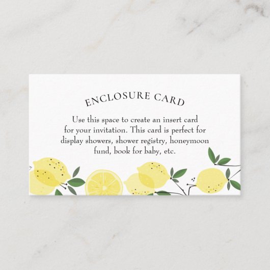 Lemon Main Squeeze Shower Enclosure Kaart Visitekaartje (Voorkant)