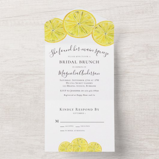 Lemon Main Squeeze Vrijgezellenfeest All In One Uitnodiging (Binnen)