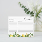 Lemon Main Squeeze Vrijgezellenfeest Recipcard (Staand voorkant)