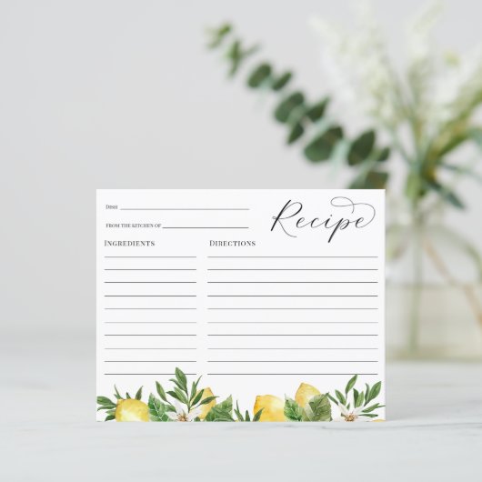 Lemon Main Squeeze Vrijgezellenfeest Recipcard (Staand voorkant)