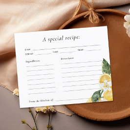 Lemon Main Squeeze Vrijgezellenfeest Recipe Kaart