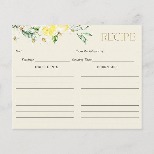 Lemon Main Squeeze Vrijgezellenfeest Recipe Kaart (Voorkant)