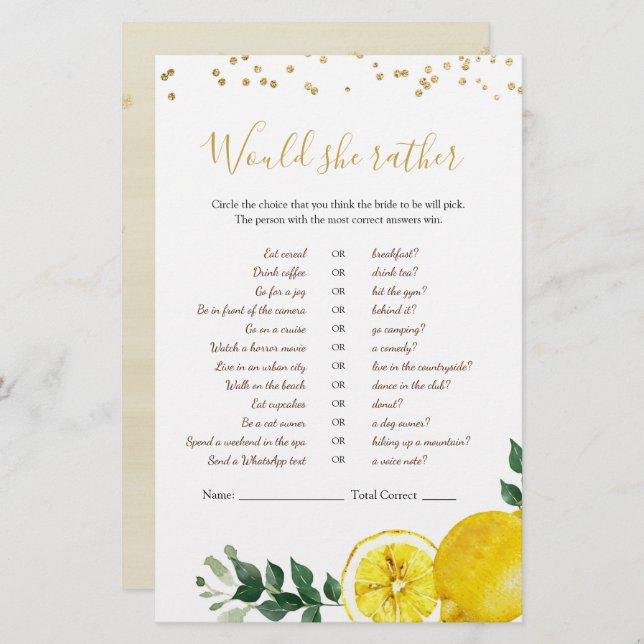 Lemon Main Squeeze wil liever dat ze games speelt (Voorkant / Achterkant)