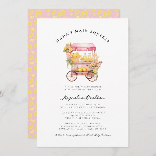 Lemon Mama's Baby shower Uitnodiging op het Main S (Voorkant / Achterkant)