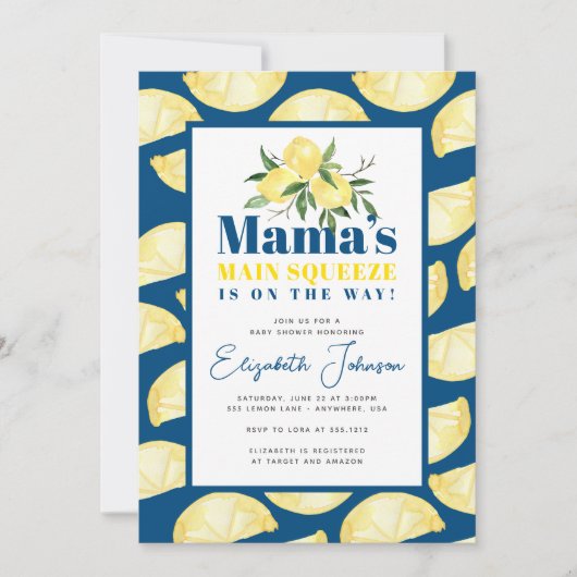 Lemon Mama's Baby shower Uitnodiging op het Main S (Voorkant)
