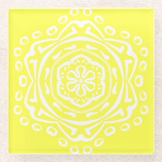 Lemon Mandala Glazen Onderzetter (Voorkant)