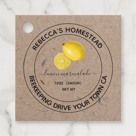 Lemon Marmalade Kraft Paper Canning Jar Labels (Voorkant)