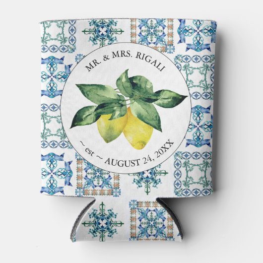 Lemon Mediterra Patroon Custom Wedding Koelboxxen Blikjeskoeler (Voorkant)
