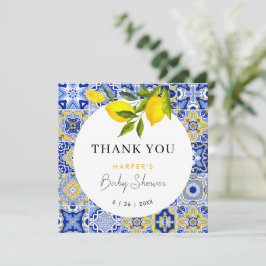 Lemon Mediterraan Baby shower Dank u kaart