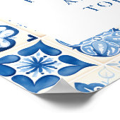 Lemon Mediterraan Blauw Tegel Mimosa Bar Poster (Hoek)