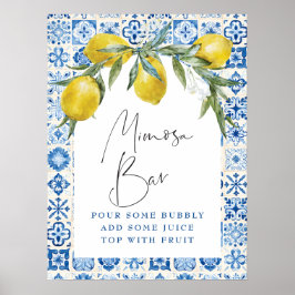 Lemon Mediterraan Blauw Tegel Mimosa Bar Poster