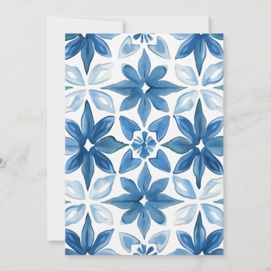 Lemon Mediterraan Blauwe Tegel Baby shower Kaart (Achterkant)