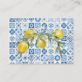 Lemon Mediterraan Blauwe Tegel Bruids Registratie Informatiekaartje