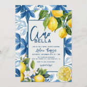 Lemon Mediterraan Blauwe Tegel Vrijgezellenfeest Kaart (Voorkant / Achterkant)