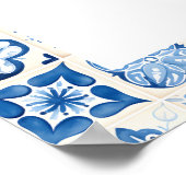 Lemon Mediterraan Blauwe Tegel Vrijgezellenfeest P Poster (Hoek)