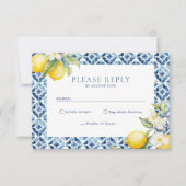 Lemon Mediterraan Zomer Huwelijk RSVP Briefkaart (Voorkant)