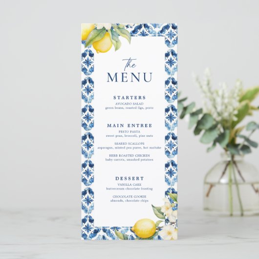 Lemon Mediterraan Zomer Wedding Menu (Staand voorkant)