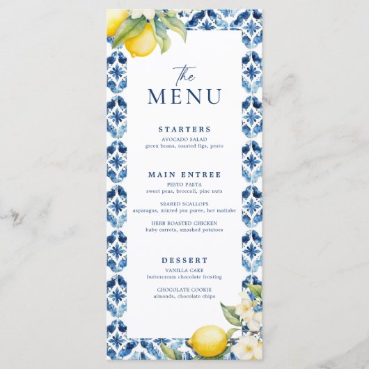 Lemon Mediterraan Zomer Wedding Menu (Voorkant)