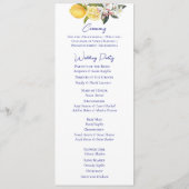 Lemon Mediterrane Ceremonie Huwelijk Programmakaart (Achterkant)