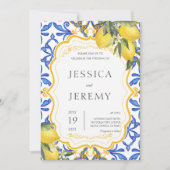 Lemon Mediterrane Zomer Majolica Tegels Huwelijk Kaart (Voorkant)