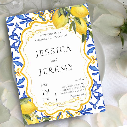 Lemon Mediterrane Zomer Majolica Tegels Huwelijk Kaart